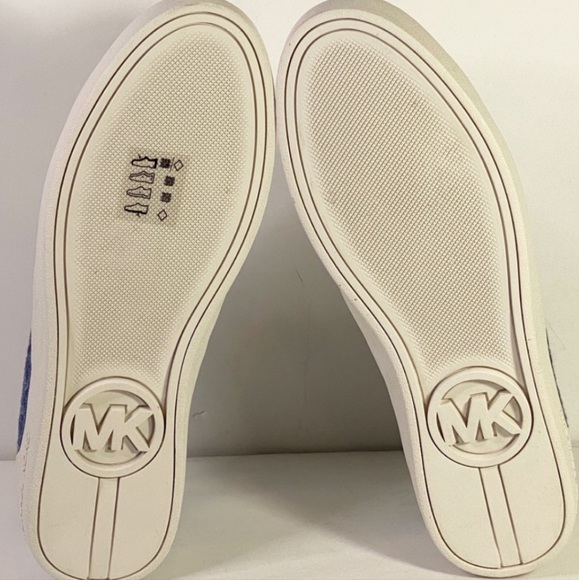 NIB Michael Kors Logo Denim Jacquard Sneakers - Picture 5 of 6